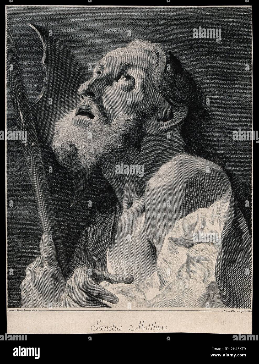 Saint Matthias.Gravure de lignes par M. Pitteri après G.B.Piazzetta. Banque D'Images