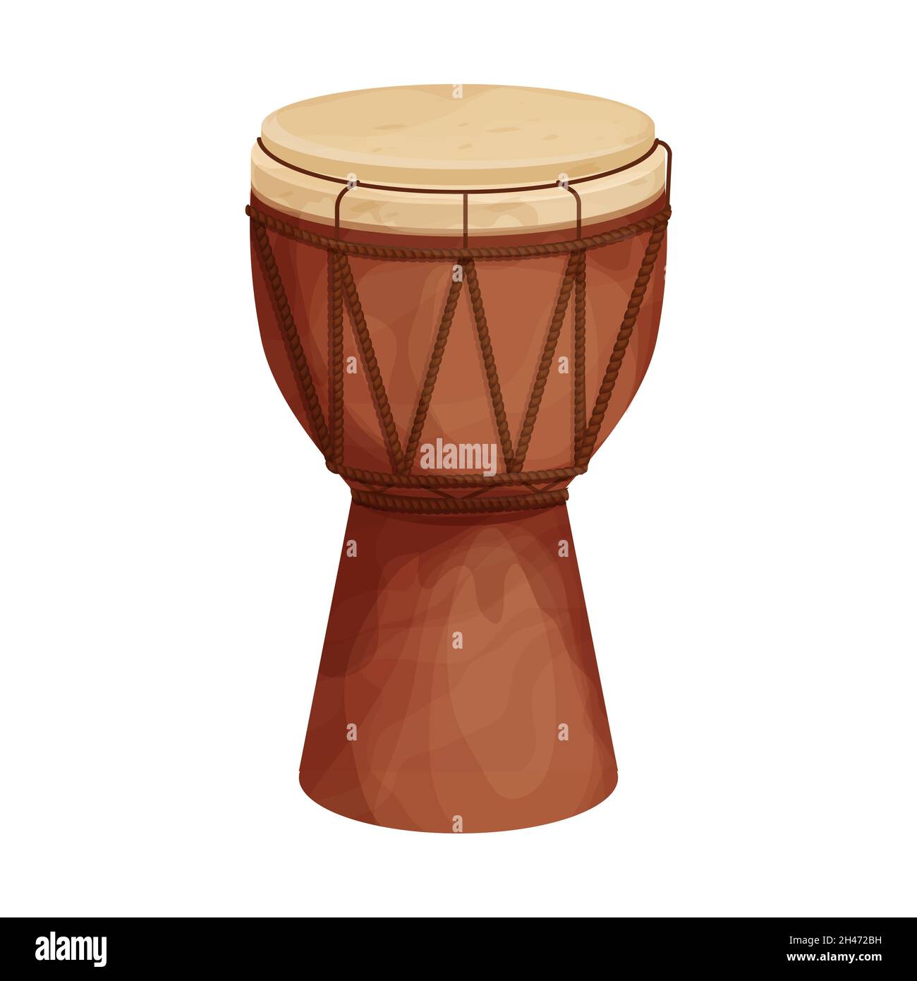 Tambour djembe africain de style dessin animé isolé sur fond blanc.Instrument de musique ethnique et traditionnel.Illustration vectorielle Illustration de Vecteur