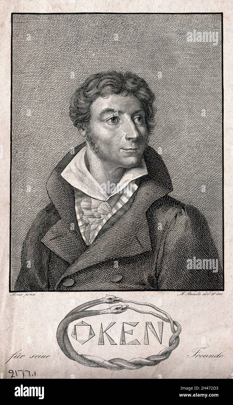 Lorenz Oken [Okenfuss].Gravure de lignes par M. Steinla d'après J. W. C. Roux. Banque D'Images