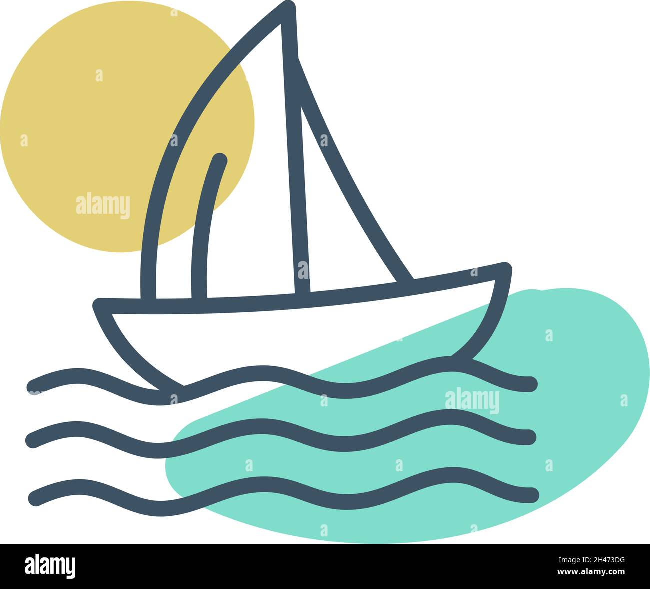 Bateau dans la mer, illustration, vecteur, sur fond blanc. Illustration de Vecteur