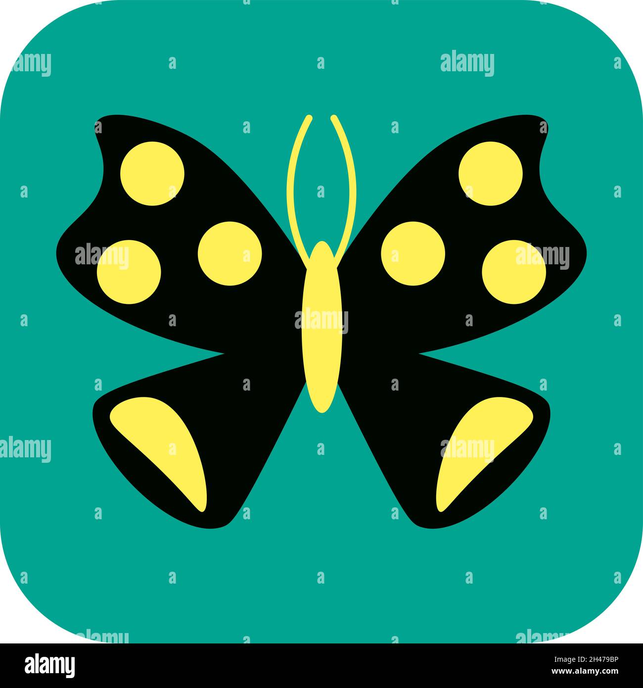 Papillon noir avec détails jaunes, illustration, vecteur, sur fond blanc. Illustration de Vecteur