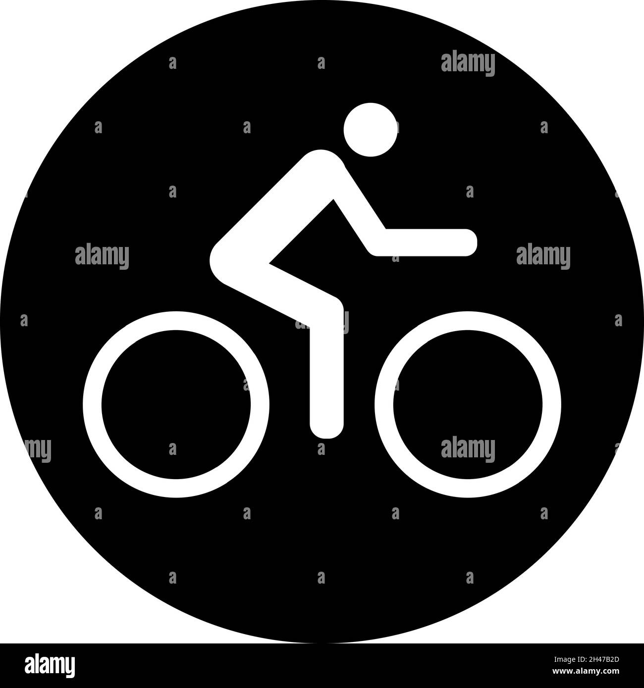 Motif graphique vectoriel d'icône de sport en vélo.Blanc sur fond noir. Illustration de Vecteur