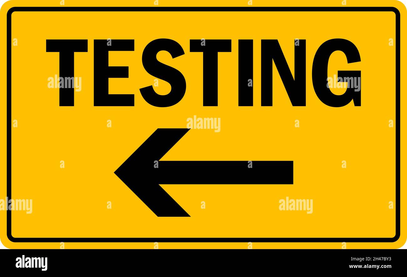 Centre de test avec panneau de direction.Noir sur fond jaune.Signes et symboles de direction. Illustration de Vecteur