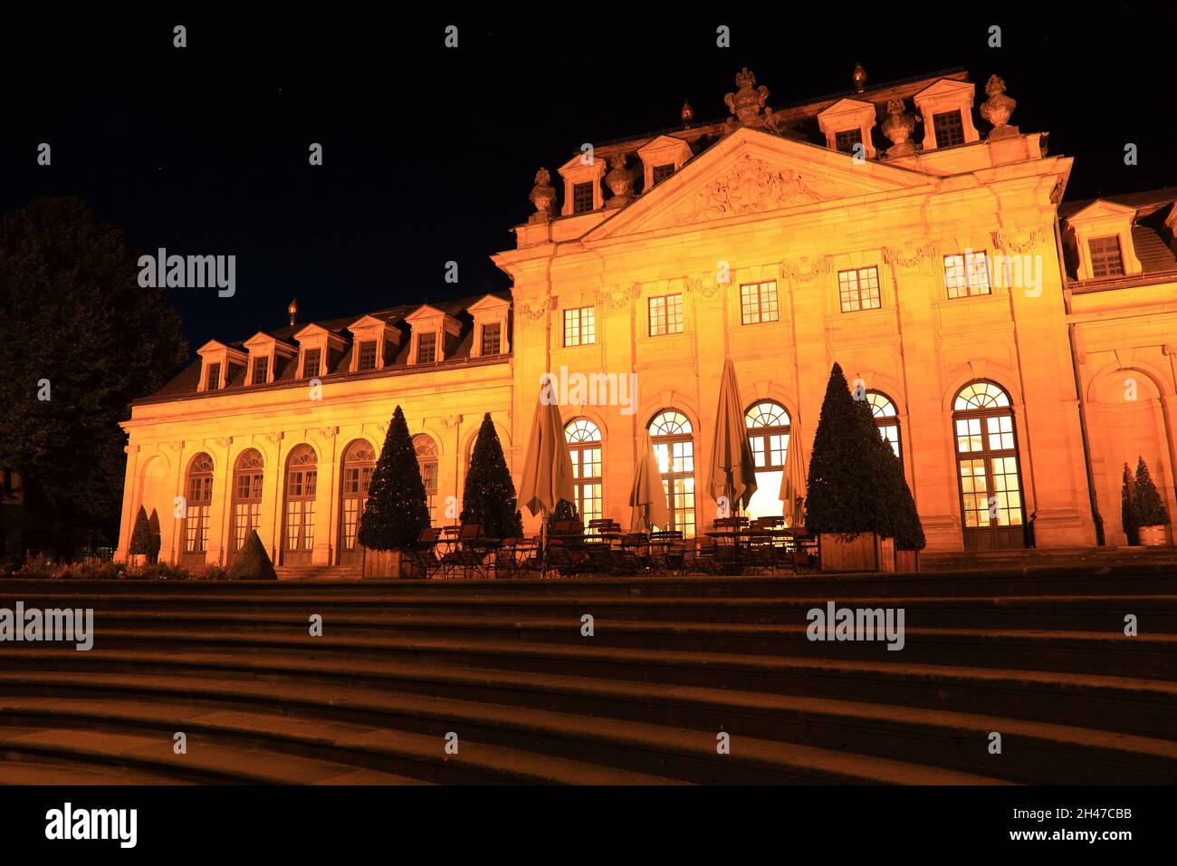 L'Oergie am Stadtschloß, abends, beleuchtet, Fulda, Hessen,Allemagne Banque D'Images