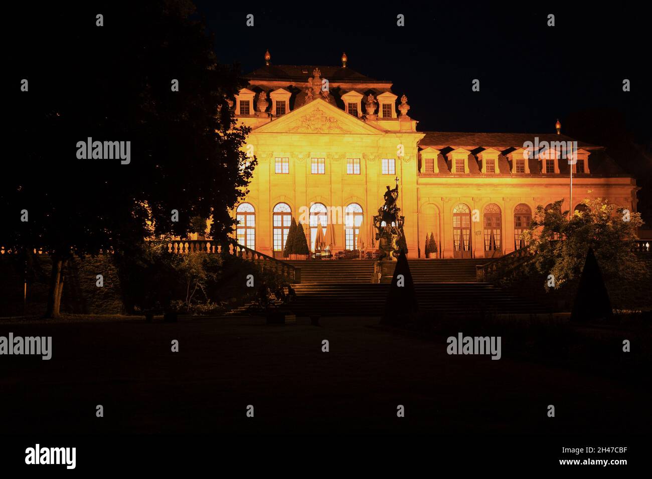L'Oergie am Stadtschloß, abends, beleuchtet, Fulda, Hessen,Allemagne Banque D'Images