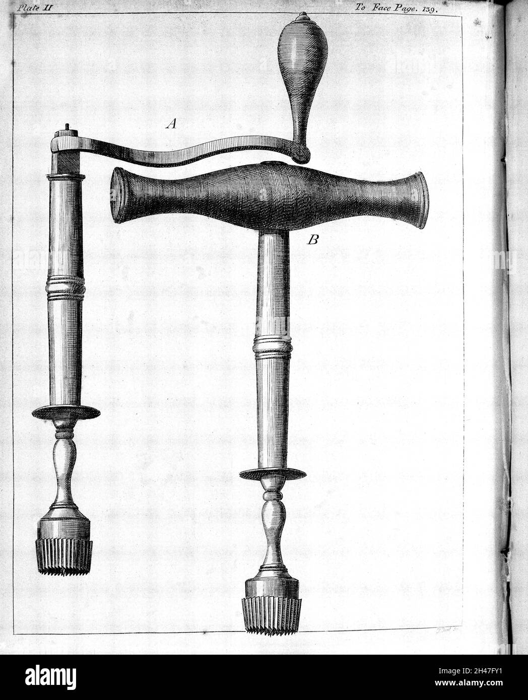 Instrument pour l'opération de panoramique du crâne. Banque D'Images