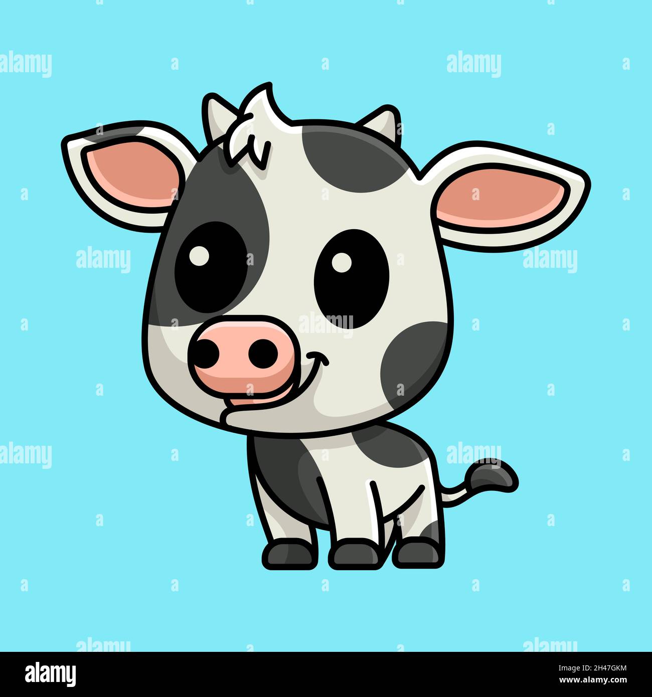 CUTE COW POUR ICÔNE, LOGO, AUTOCOLLANT ET ILLUSTRATION Illustration de Vecteur
