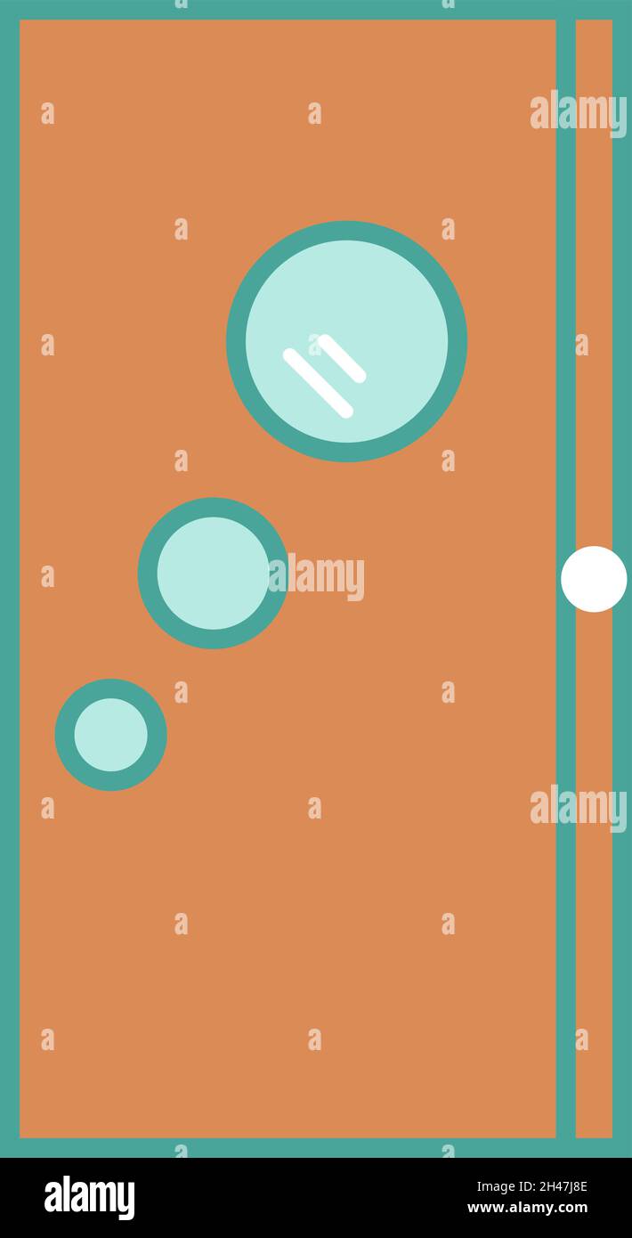 Porte en bois avec cercles verts, illustration, vecteur, sur fond blanc. Illustration de Vecteur