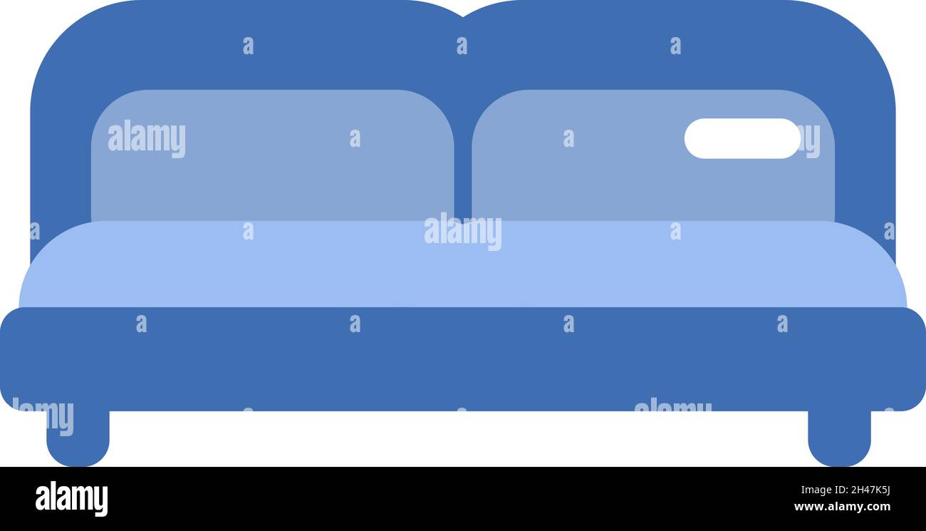 Grand lit double, illustration, vecteur, sur fond blanc. Illustration de Vecteur