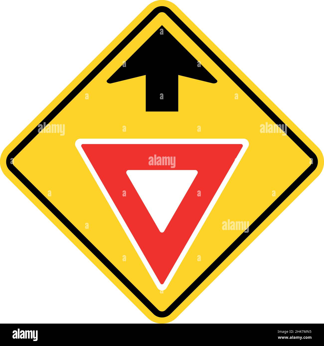 Panneau d'avertissement de rendement avant.Fond en losange jaune.Panneaux de signalisation et
