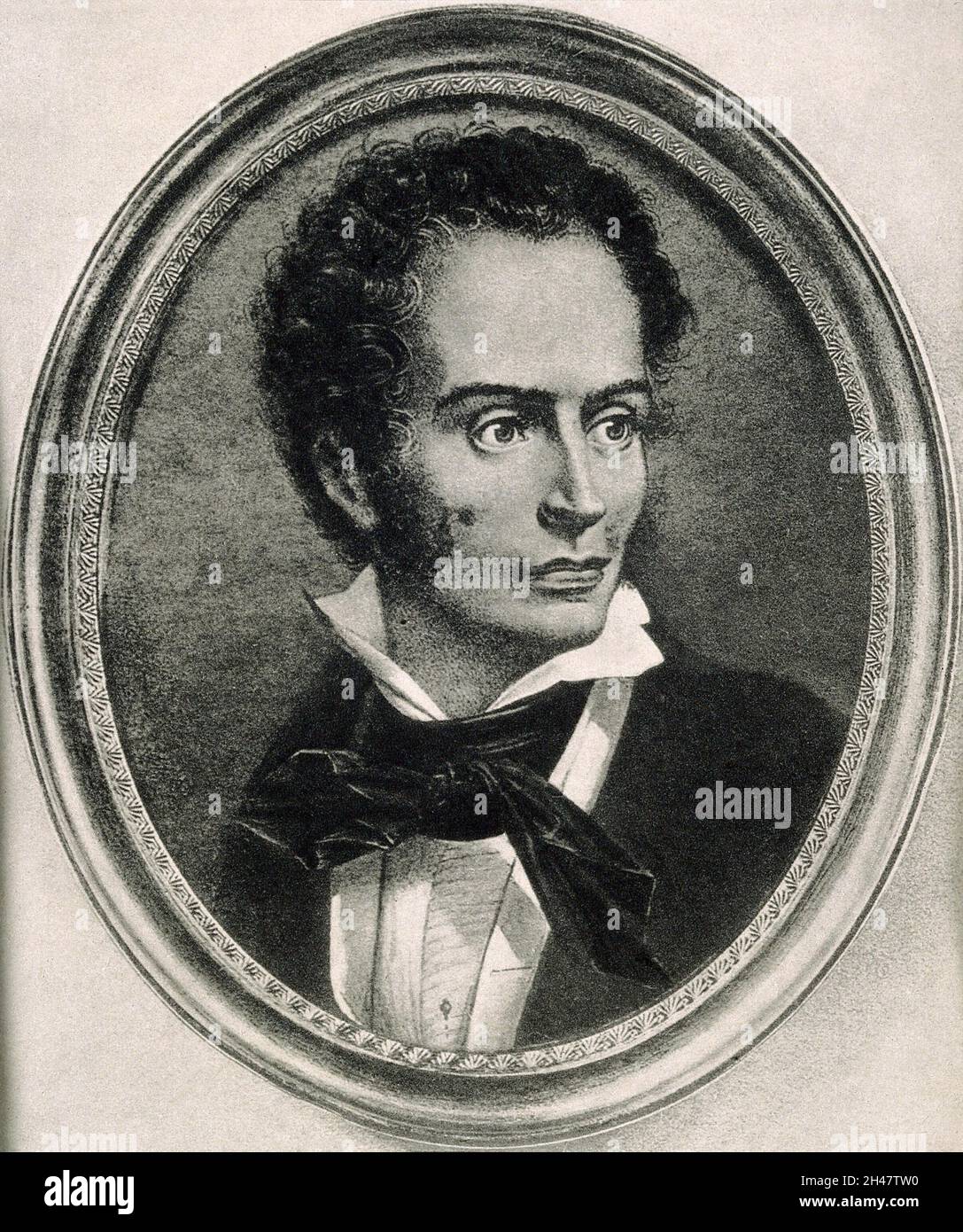 René Théophile Hyacinthe Laënnec.Reproduction de miniature sur ivoire. Banque D'Images