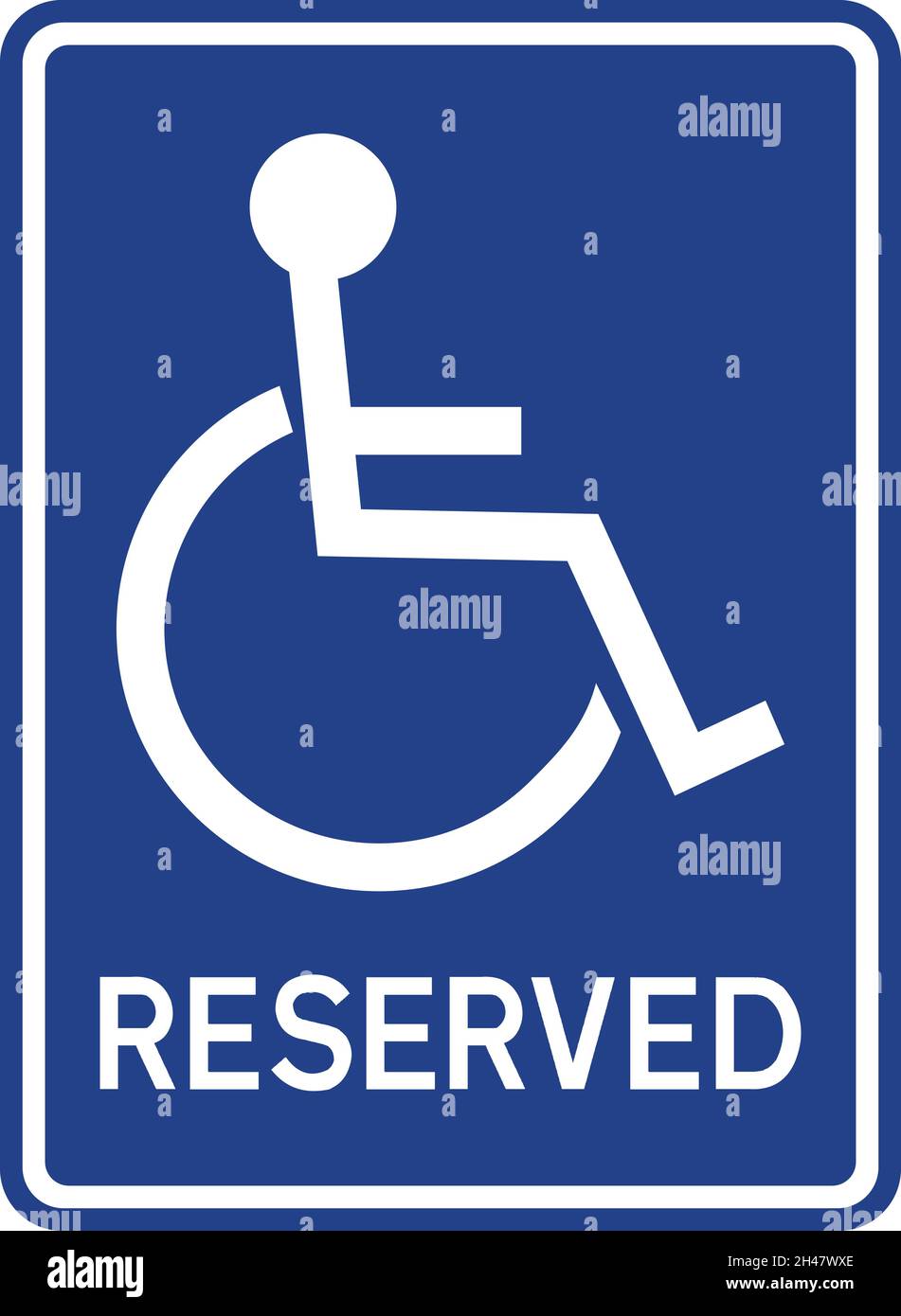 Panneau de siège réservé aux fauteuils roulants.Blanc sur fond bleu.Panneaux et symboles de stationnement. Illustration de Vecteur