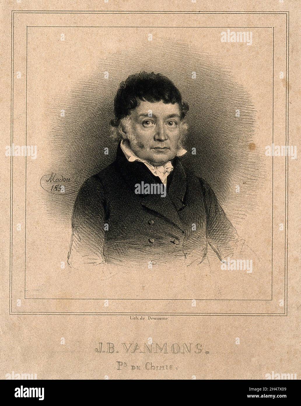 Jean Baptiste van Mons.Lithographie de J.B.Madou, 1833. Banque D'Images