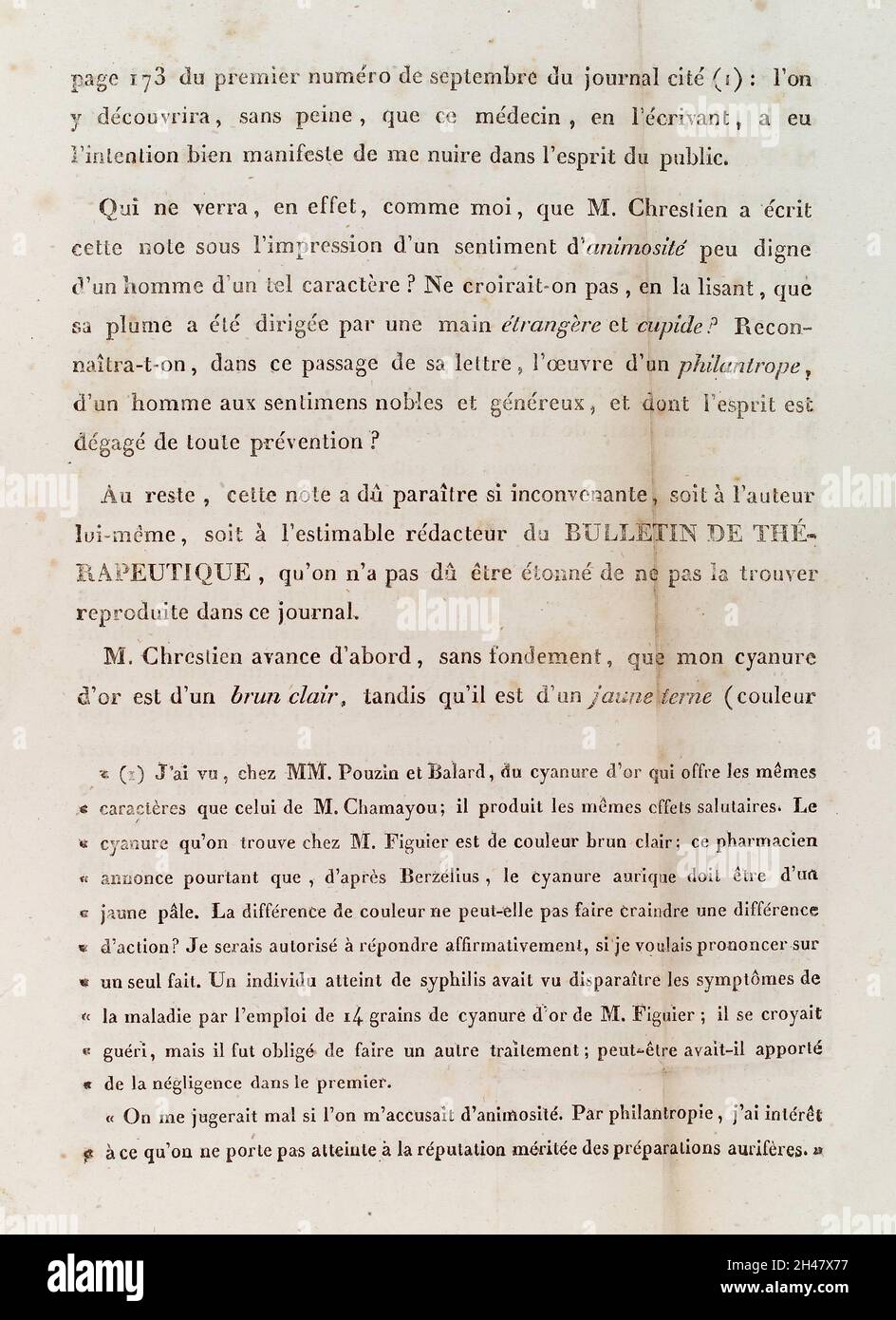 Mémoire sur la composition chimique des escargots et des préparations pharmaceutiques dont ils sont la base.Cinquième page Banque D'Images