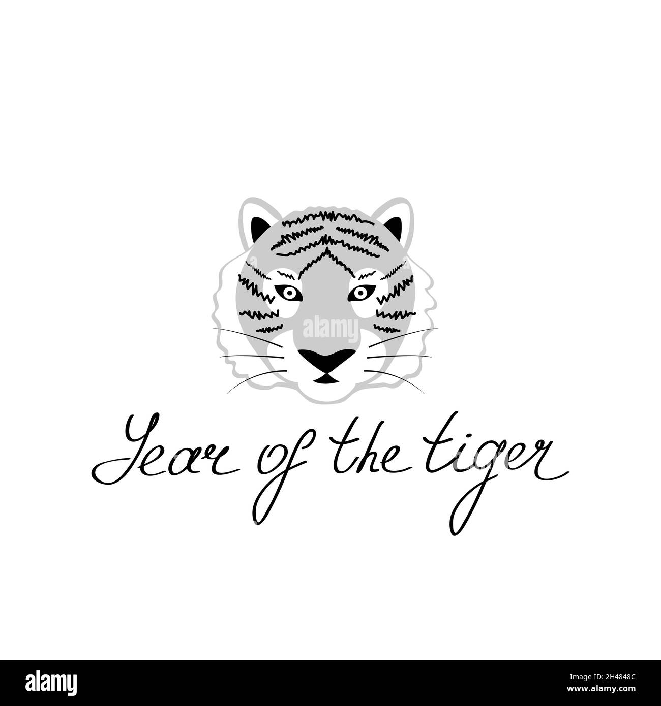 Carte du nouvel an chinois pour 2022.L'année de l'affiche tigre.Illustration vectorielle dessinée à la main Illustration de Vecteur