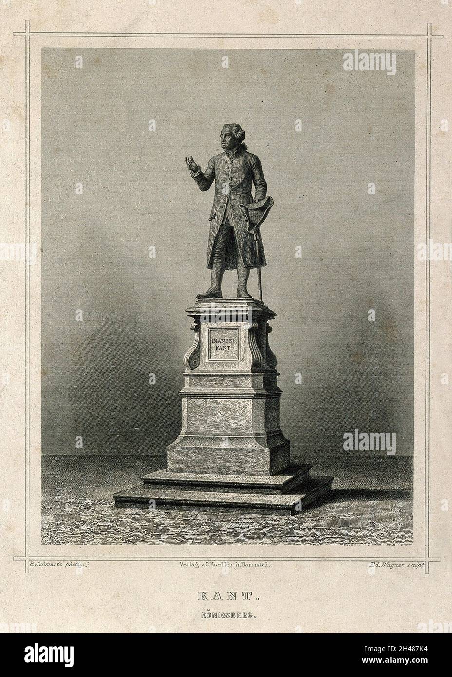 Emmanuel Kant.Gravure de lignes par E. Wagner après B. Schwartz. Banque D'Images