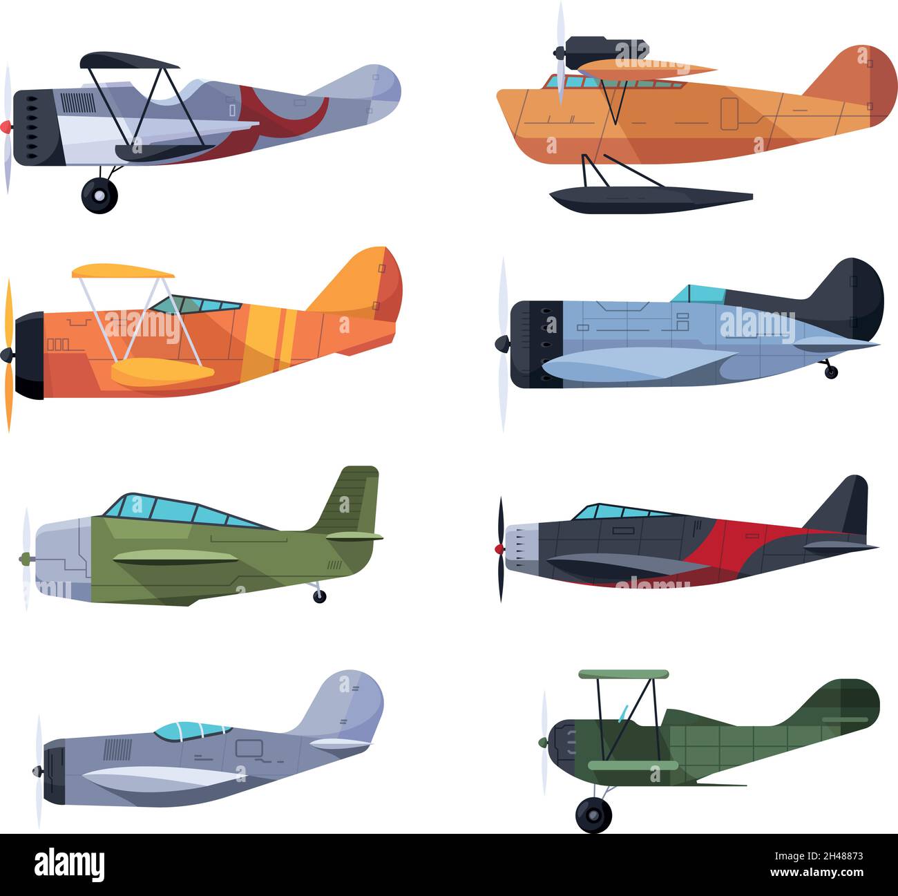 Anciens plans.Avions style rétro vintage voyage avia transport grenat illustrations plates vectorielles Illustration de Vecteur