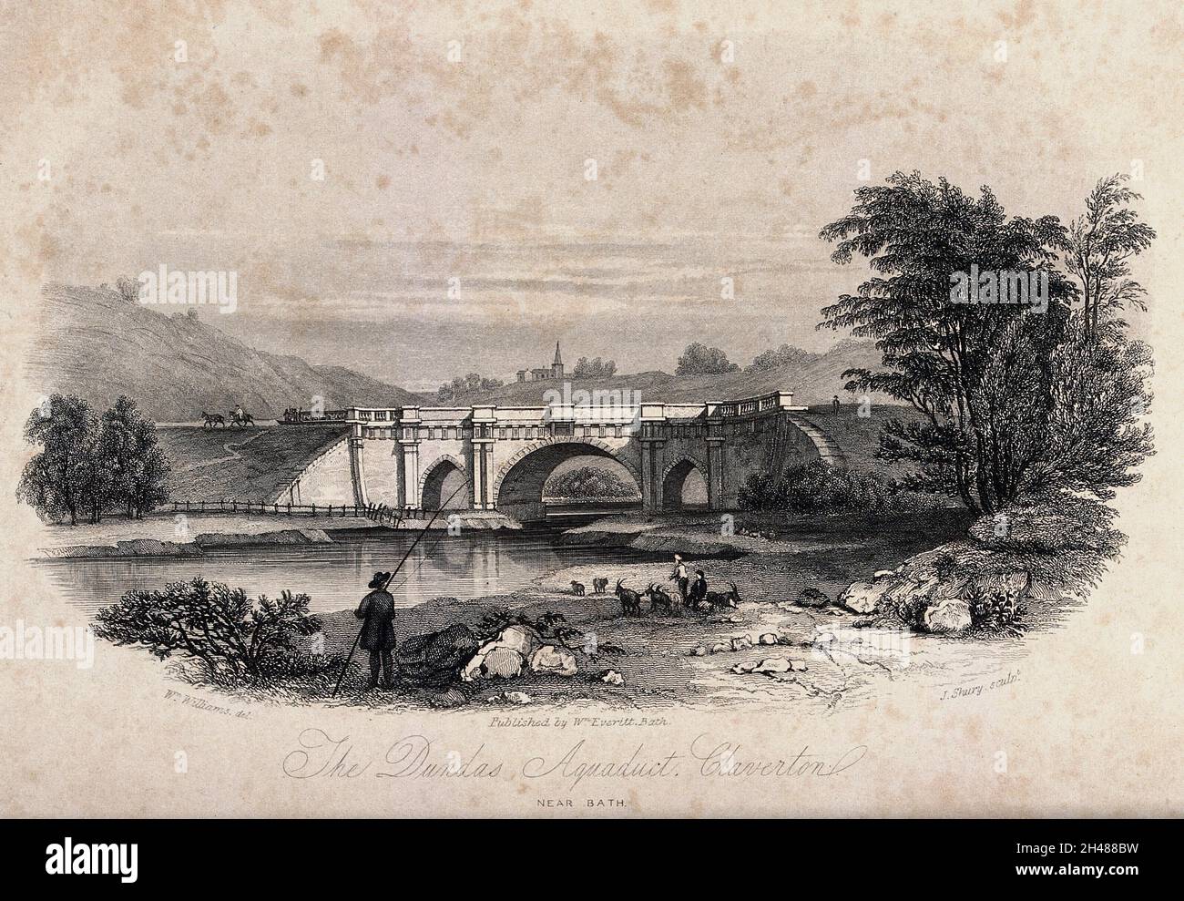 L'aqueduc de Dundas, Claverton, près de Bath.Gravure par J. Shury après W. Williams. Banque D'Images