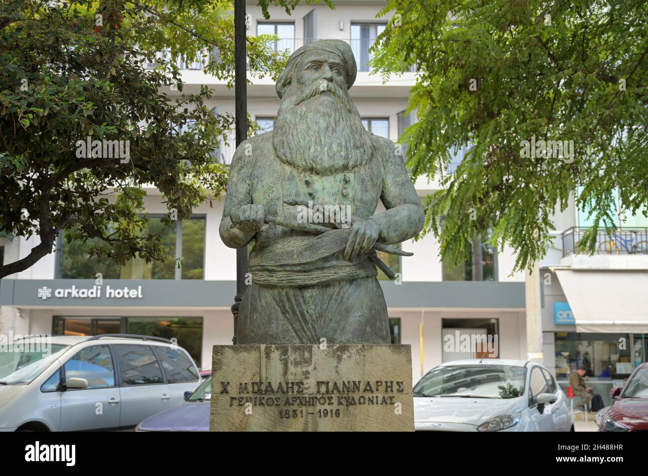Statue de Freiheitskämpfer, Platz 1866, Chania, Kreta, Griechenland Banque D'Images