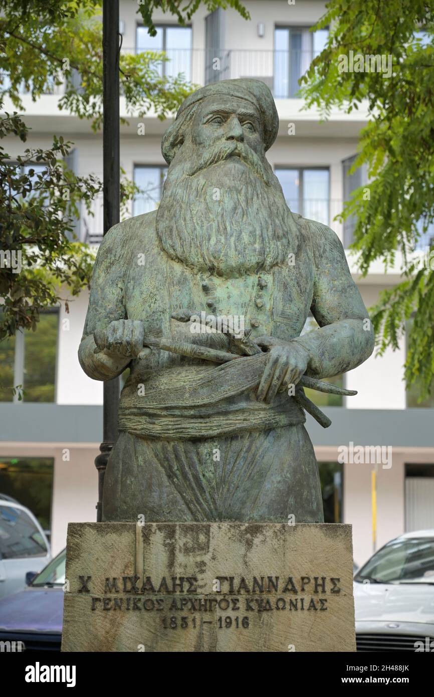 Statue de Freiheitskämpfer, Platz 1866, Chania, Kreta, Griechenland Banque D'Images