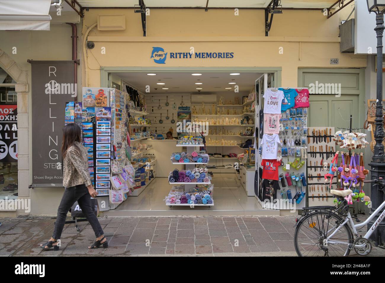 Einkaufsstraße Arkadiou, Rethymno, Kreta, Griechenland Banque D'Images