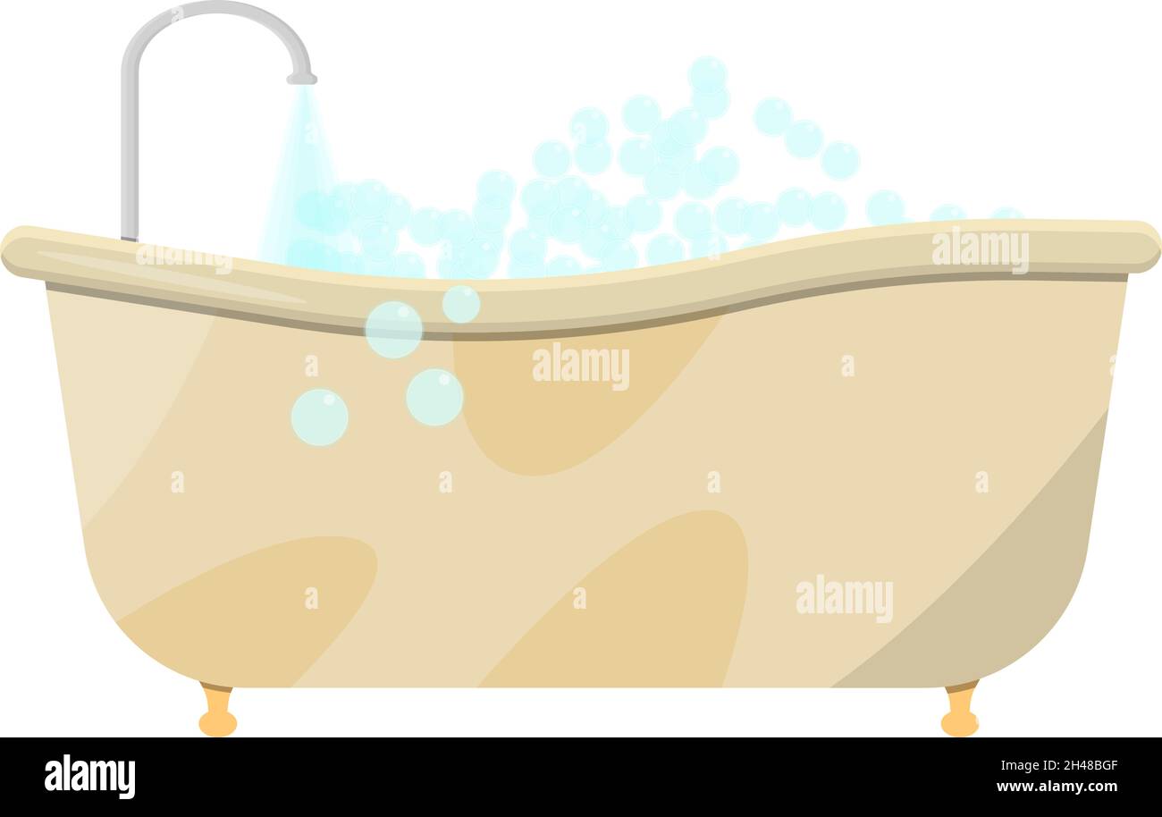 Baignoire avec bulles, illustration, vecteur sur fond blanc. Illustration de Vecteur