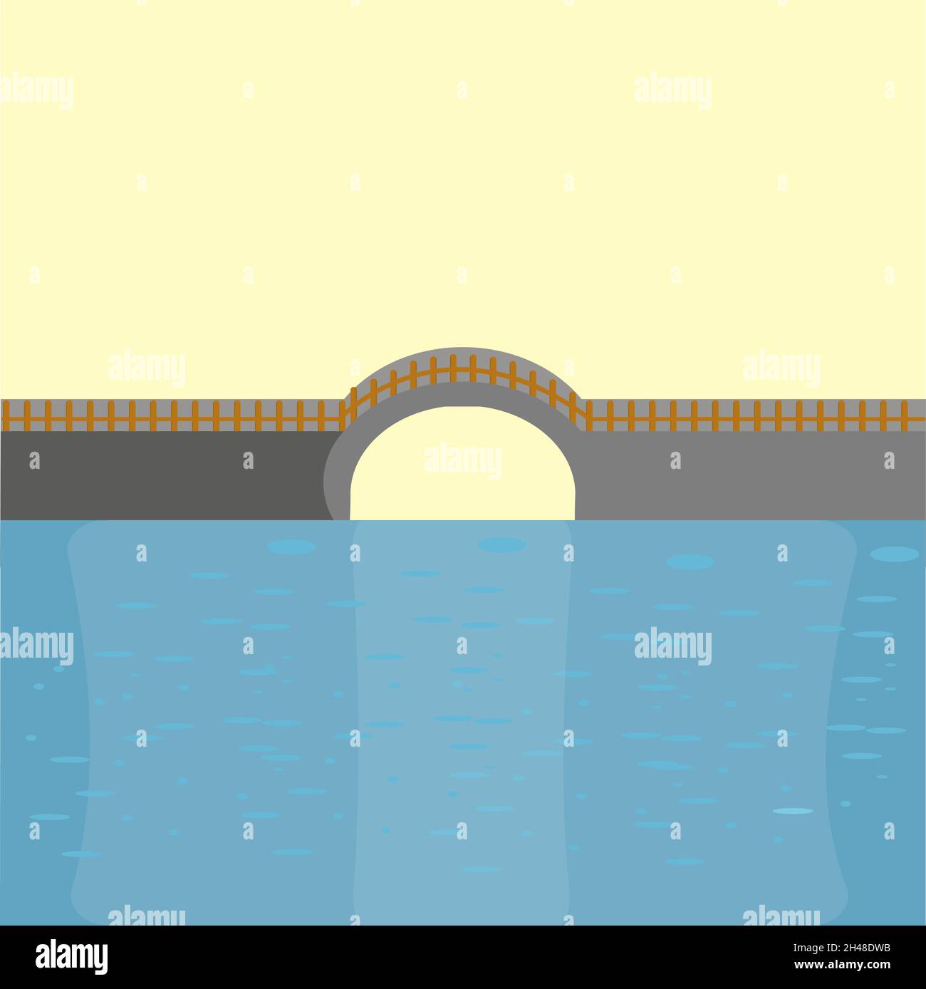 Pont sous l'eau, illustration, vecteur sur fond blanc. Illustration de Vecteur