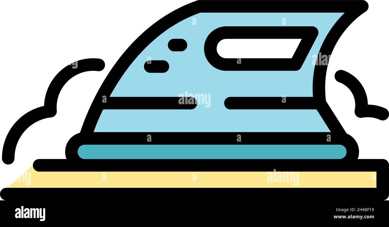 Icône du fer à repasser.Contour vêtements fer vecteur icône couleur plat isolé Illustration de Vecteur