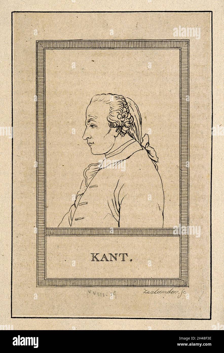 Emmanuel Kant.Gravure de ligne par A.L.Zeelander. Banque D'Images