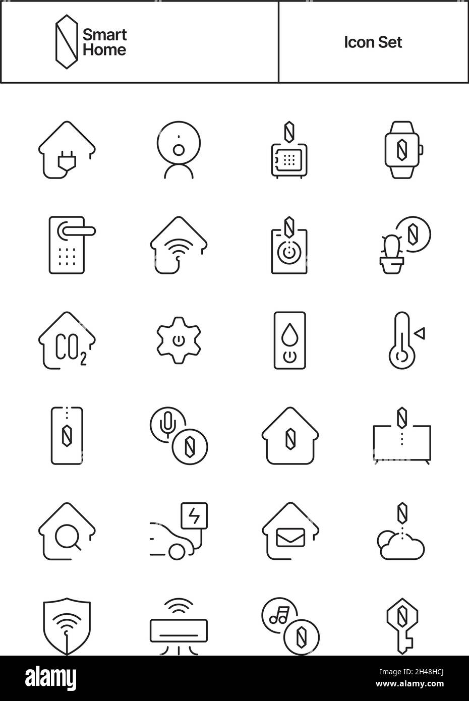 Icône du système intelligent.Wi-Fi distance connexion sécurité protection de la maison contrôle en ligne système de sécurité électrique Garish Vector icônes collection Illustration de Vecteur