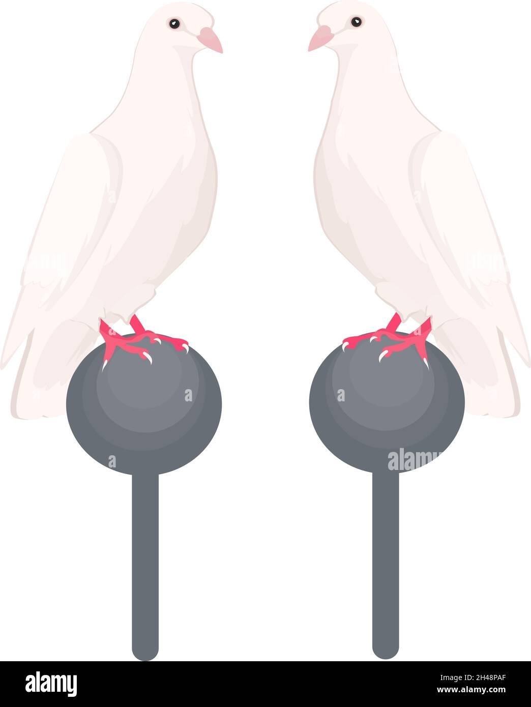 Deux colombes blanches, illustration, vecteur sur fond blanc. Illustration de Vecteur