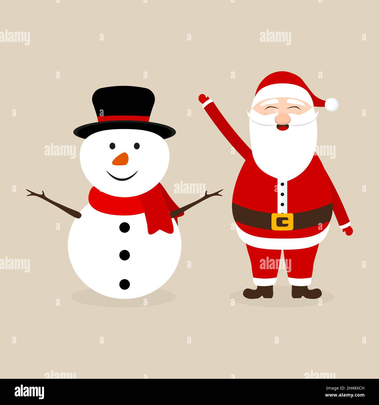 Joyeux Noël au Père Noël et au bonhomme de neige Illustration de Vecteur