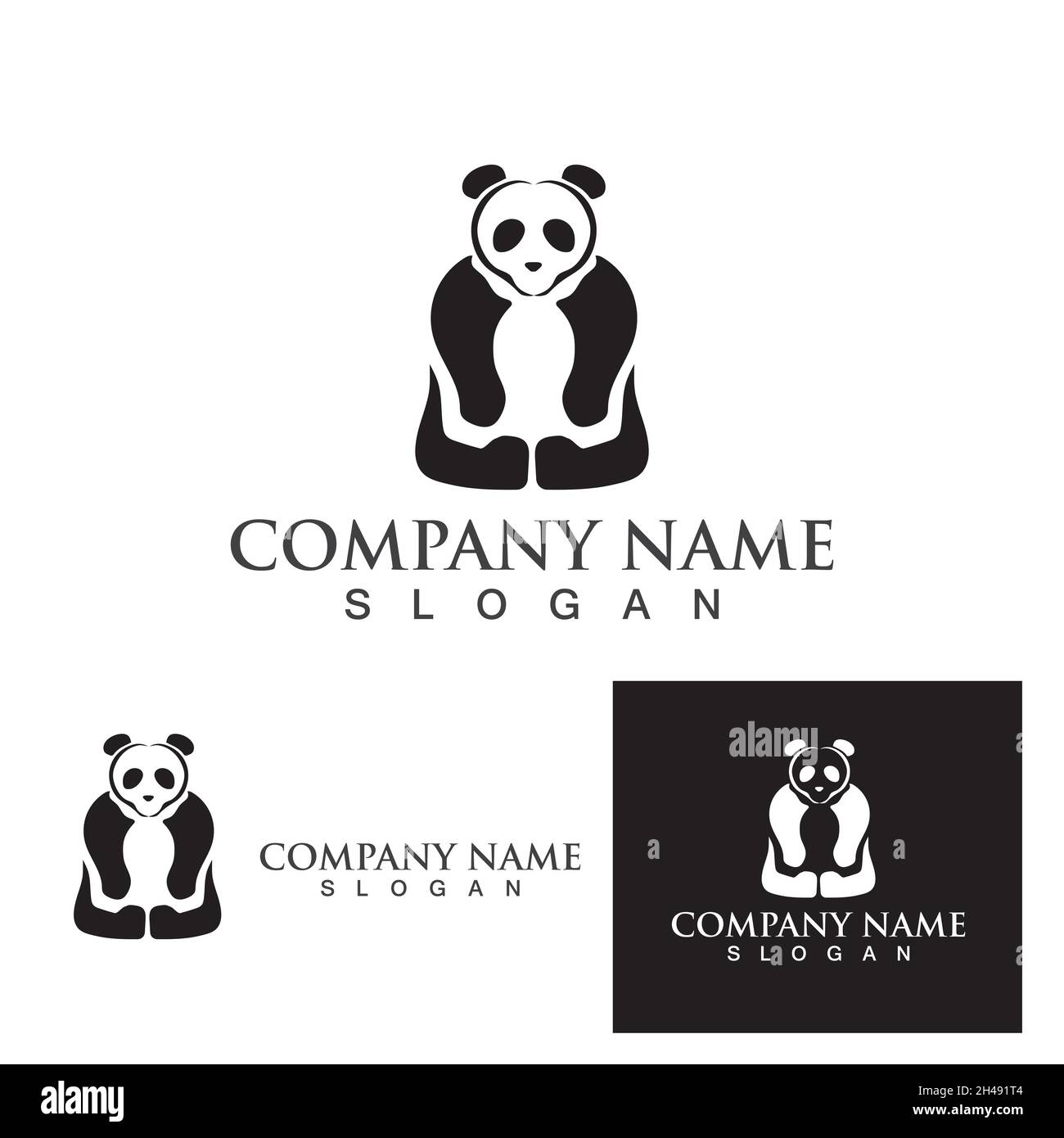 Logo noir et blanc de la tête de Panda Illustration de Vecteur