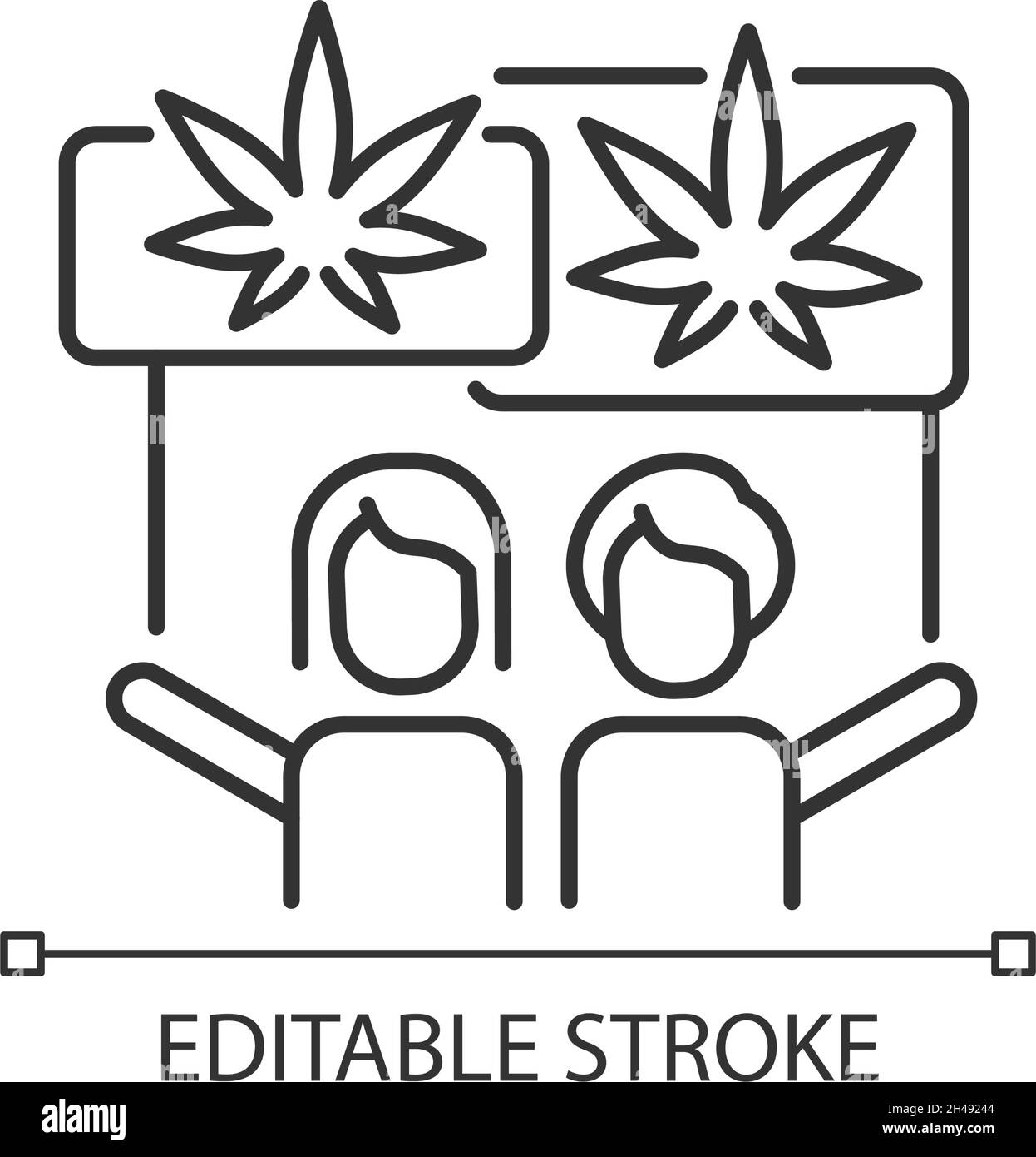 La légalisation de la marijuana proteste icône linéaire Illustration de Vecteur