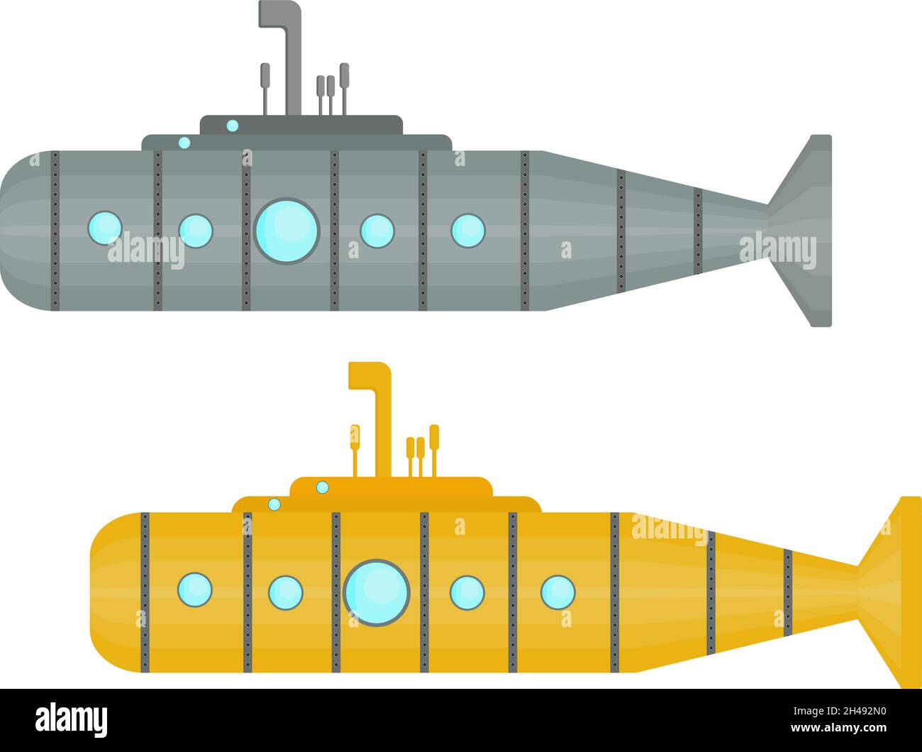Sous-marin sous-marin, illustration, vecteur sur fond blanc. Illustration de Vecteur