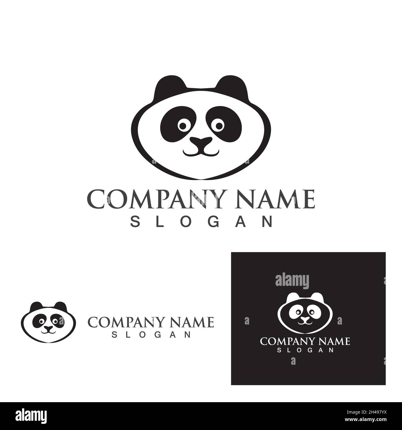 Logo noir et blanc de la tête de Panda Illustration de Vecteur