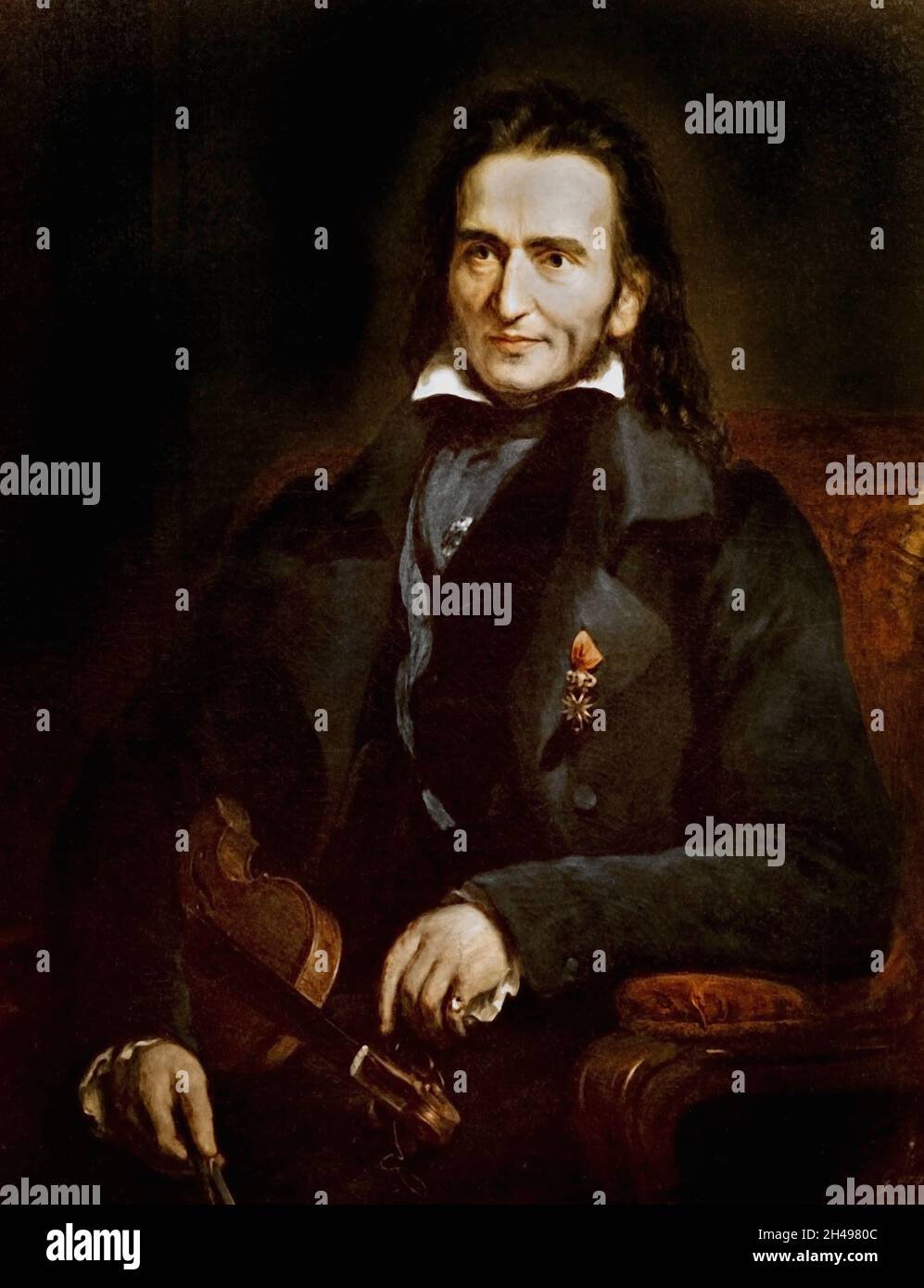 Portret Niccolò Paganini (1782-1840). Par George Patten 1801-1865.Palazzo Tursi Room Genoa Italie Italian. Était un violoniste, violoniste, guitariste et compositeur italien.Italie, Banque D'Images