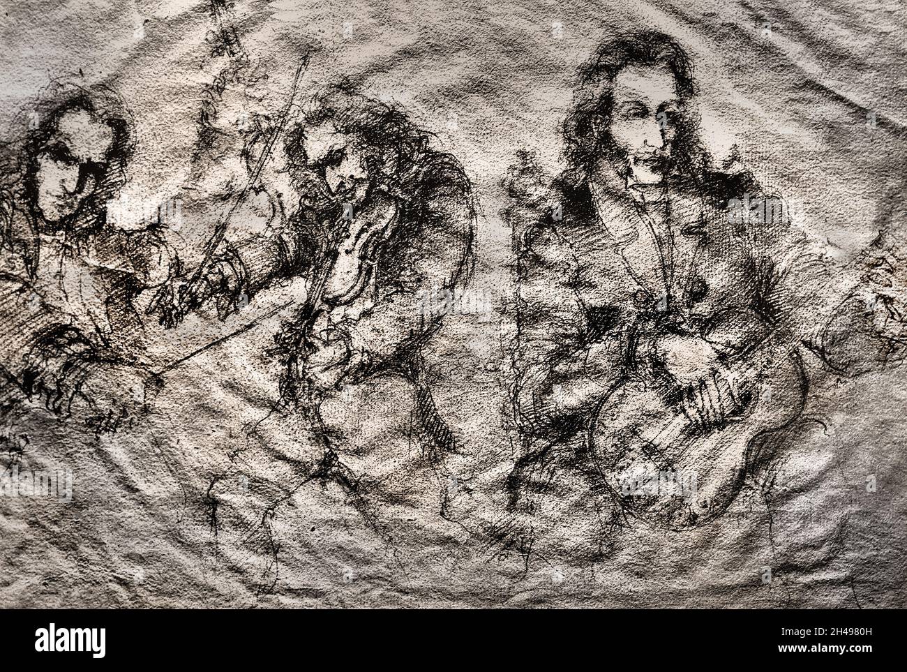 Paganini comme chef violoniste et guitariste 1820 peintre inconnu, Niccolò Paganini (1782-1840).Palazzo Tursi Room Genoa Italie Italian. Était un violoniste, violoniste, guitariste et compositeur italien.Italie, Banque D'Images