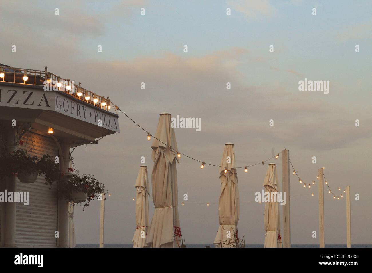 Coucher de soleil sur la plage, Sopot, Pologne Banque D'Images