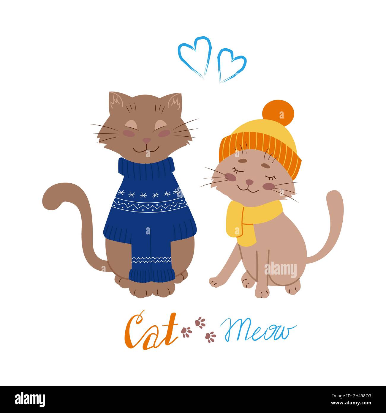 Couple de deux chats, Saint-Valentin.Illustration vectorielle de style plat. Illustration de Vecteur