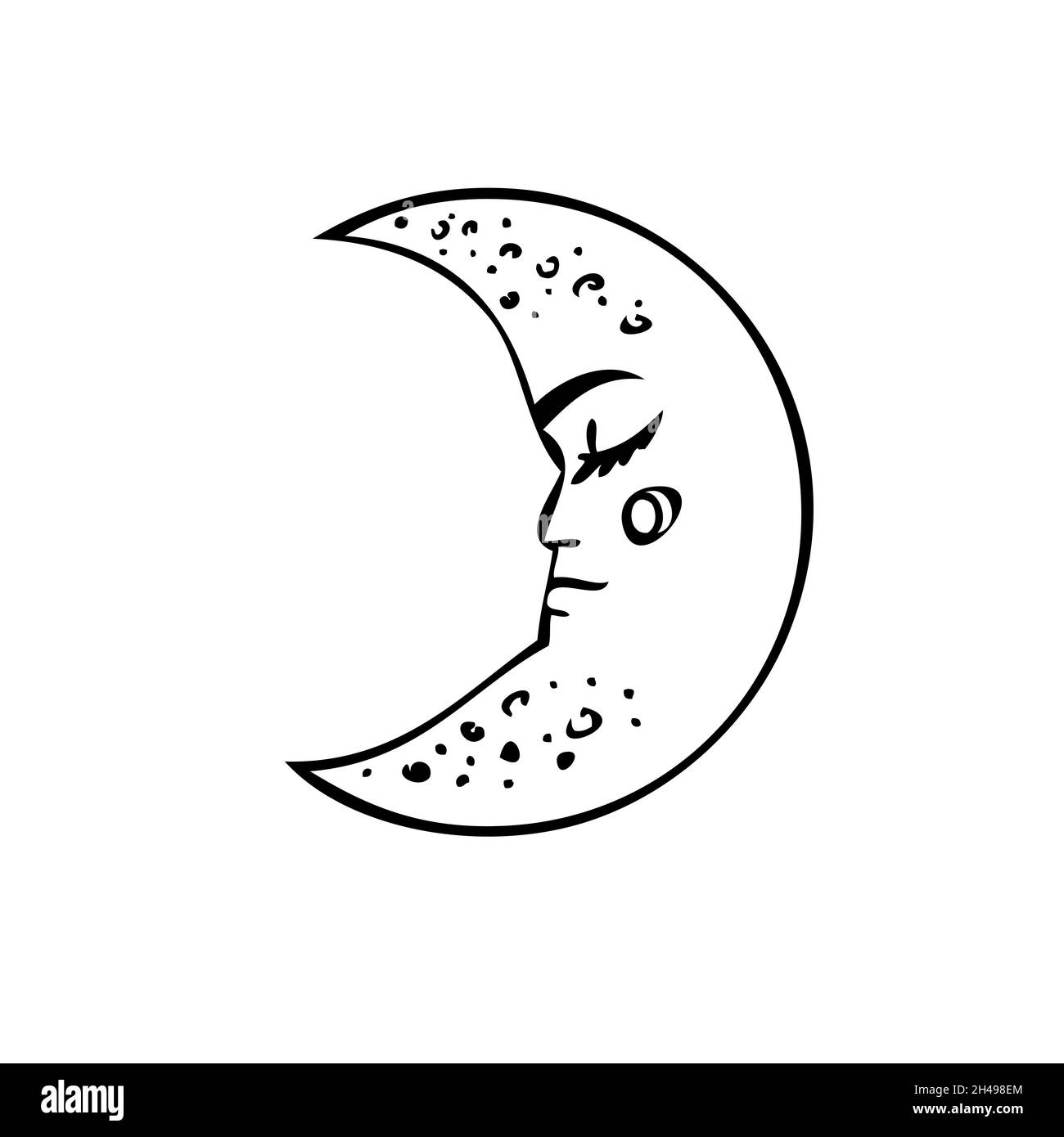 Symbole ésotérique de la lune.Signes célestes.Illustration vectorielle. Illustration de Vecteur