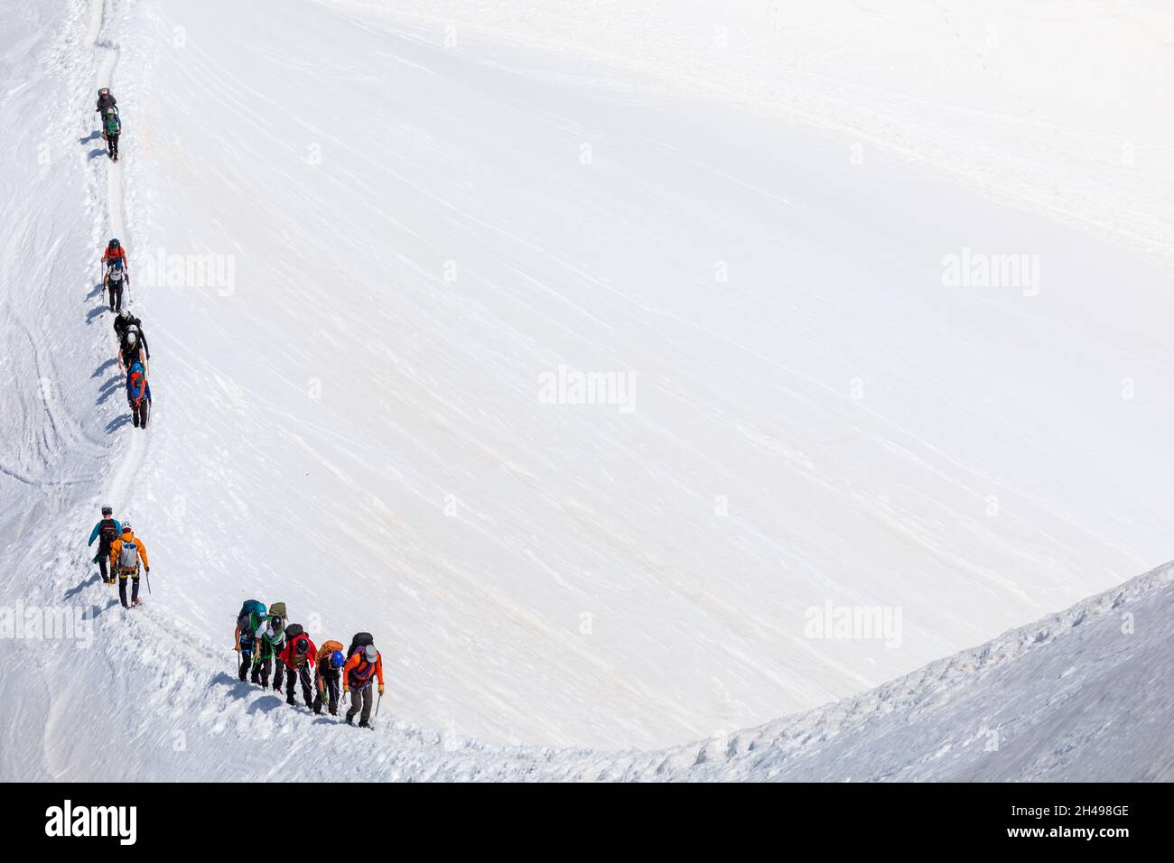 Groupe d'alpinistes sur les pentes du Mont Blanc, Chamonix, France Banque D'Images