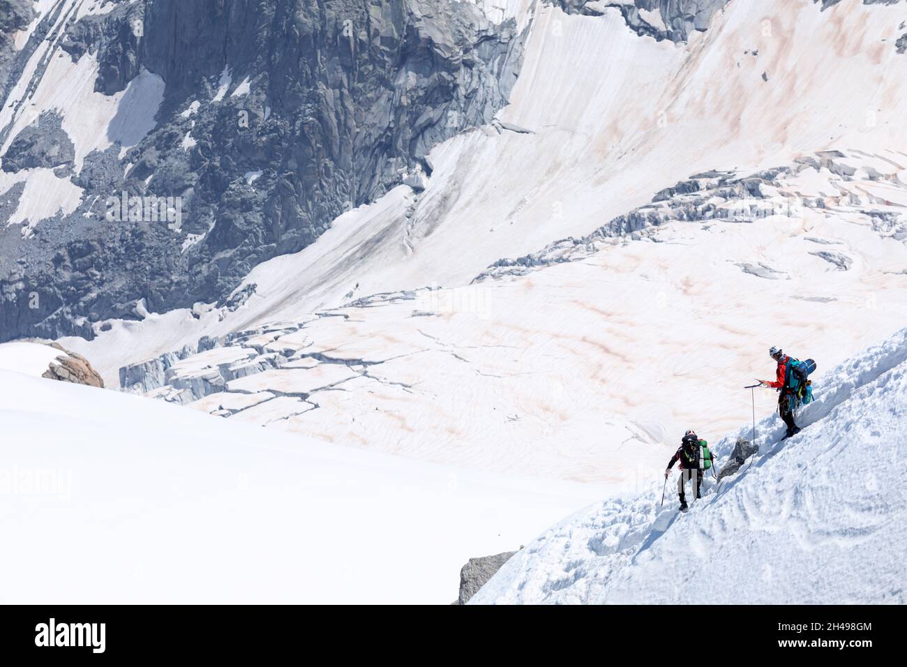 Groupe d'alpinistes sur les pentes du Mont Blanc, Chamonix, France Banque D'Images