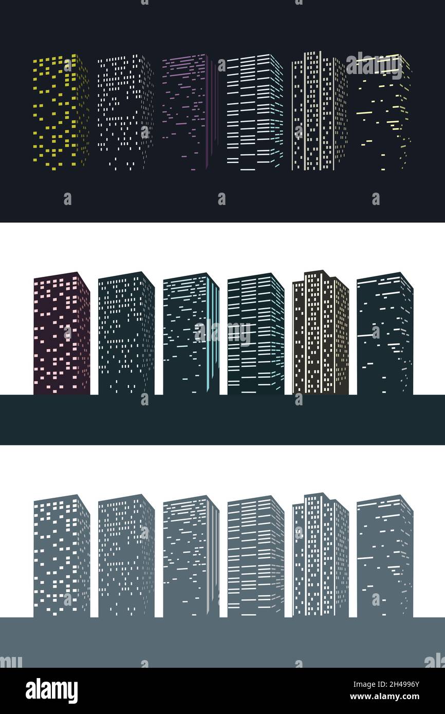 ville moderne, silhouettes aux couleurs variées Illustration de Vecteur