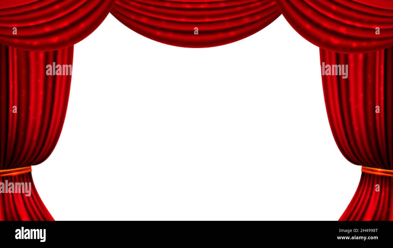 Rideau rouge.Les rideaux de cinéma de théâtre brillent des  éléments.Bannière vectorielle en tissu isolé, arrière-plan publicitaire de  spectacle de cirque Image Vectorielle Stock - Alamy