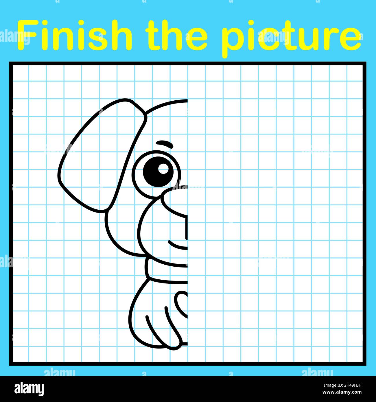 Complétez le chien avec une image symétrique et peignez-le.Un jeu de dessin simple pour les enfants Illustration de Vecteur