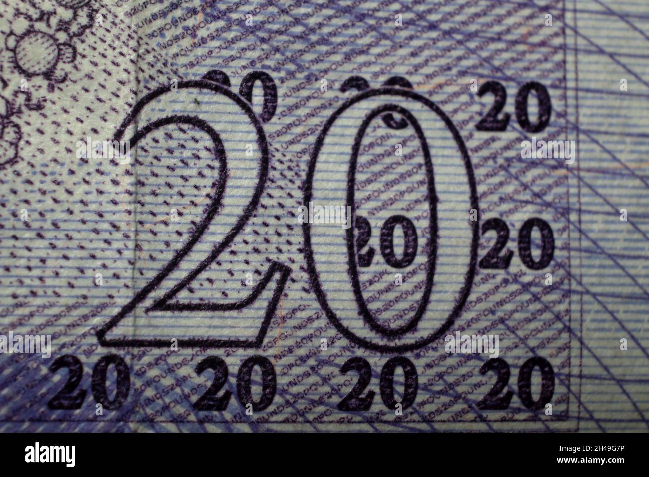 Banque d'Angleterre Twenty Pound Note macro Banque D'Images