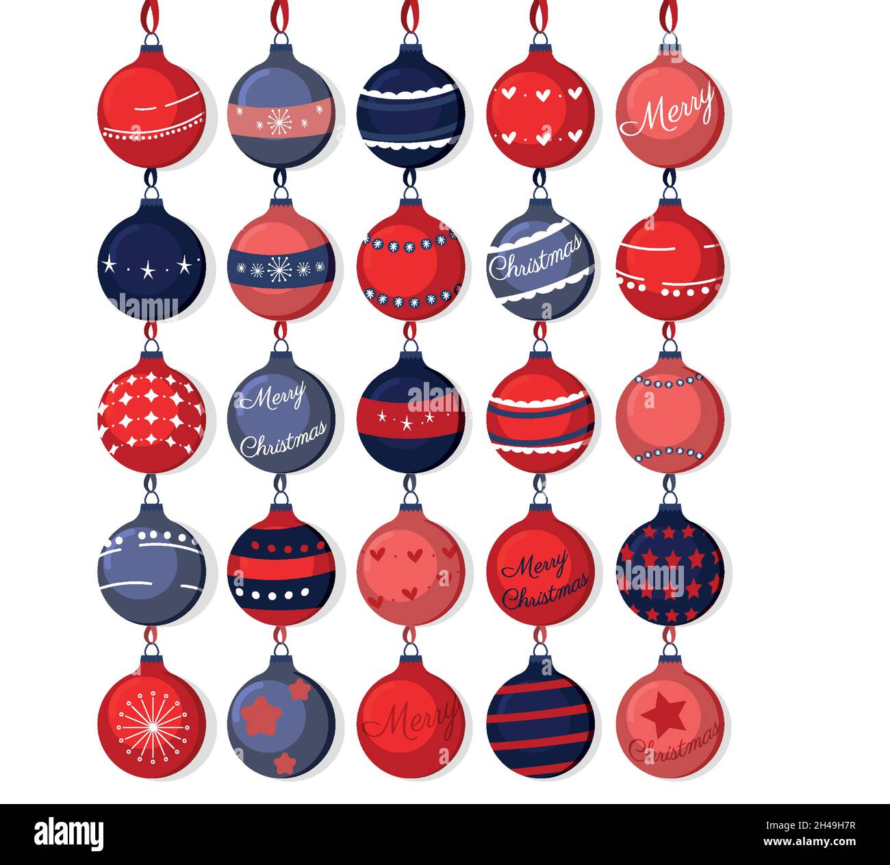 Décoration de Noël.Un ensemble de boules de décorations d'arbre de Noël. Illustration de Vecteur