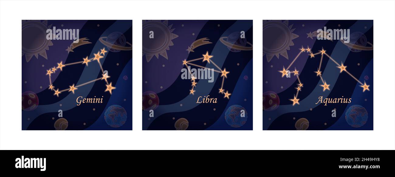 Constellation Doodle des gémeaux symbole du zodiaque signes — free download
