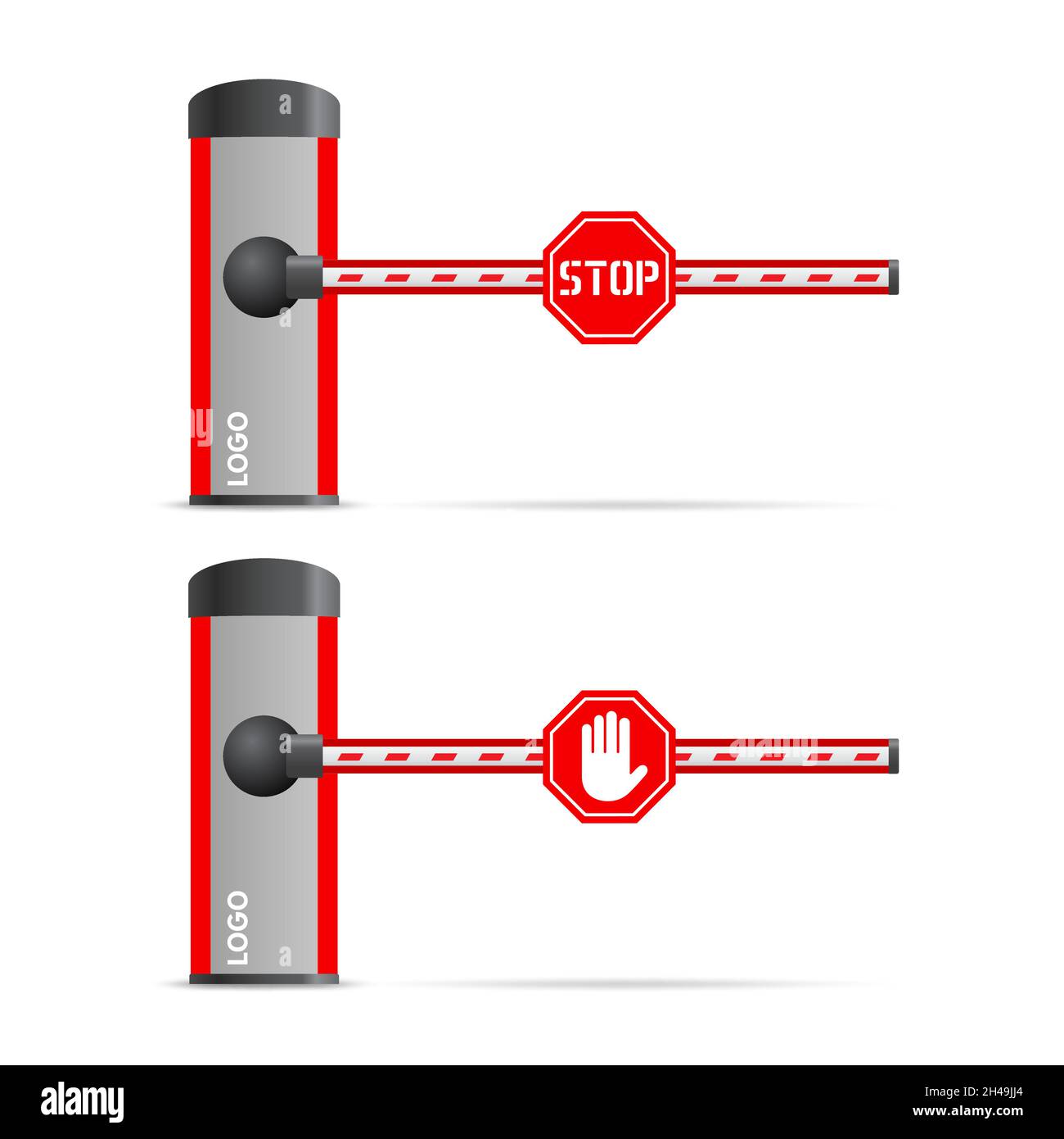 Barrière automatique avec signalisation routière.Arrêt et déplacement interdits Illustration de Vecteur